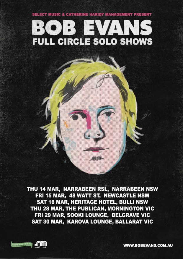 Bob Evans tour poster March 2019